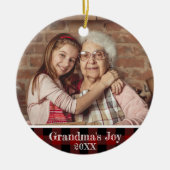 2 Foto Oma's Joy Red Buffalo Kariert Keramik Ornament (Vorne)