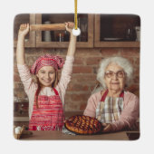 2 Foto Oma's Joy Red Buffalo Kariert Keramikornament (Rückseite)