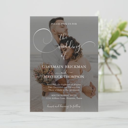 2 Foto Overlay Budget Qr Code Hochzeit Einladung (Stehend Vorderseite)