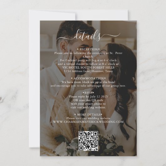 2 Foto Overlay Budget Qr Code Hochzeit Einladung (Rückseite)