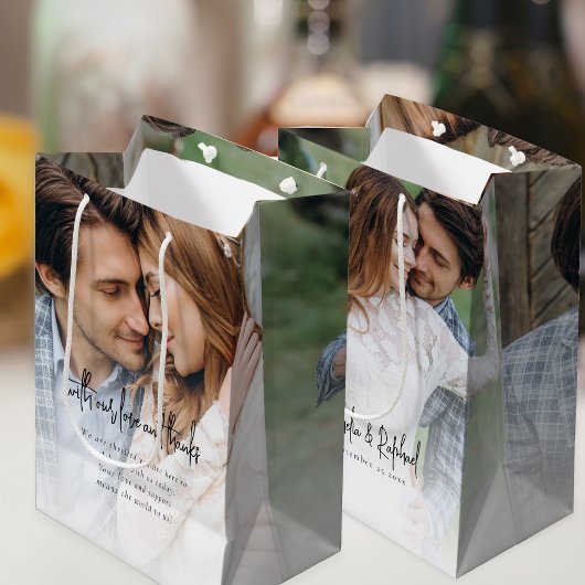 2 Foto Overlay Newlyweds Liebe Dank Hochzeit Mittlere Geschenktüte