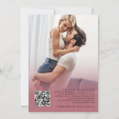 2 Foto Overlay QR Rose Gold Black Script Einladung (Rückseite)