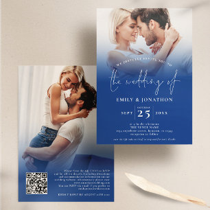 2 Foto Overlay Script QR Blue Wedding Einladung