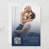 2 Foto Overlay Script QR Navy White Wedding Einladung (Rückseite)