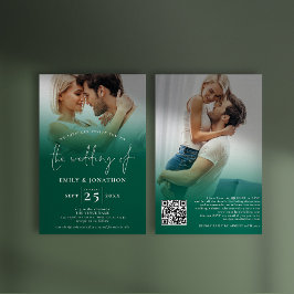 2 Foto Overlay Script QR Smarald Green Wedding Einladung