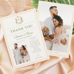 2 Foto Palm Tree Monogram Wedding Dankeschön Karte