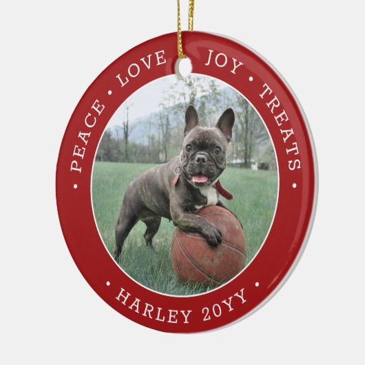 2 Foto Peace Liebe Freude Leckereien Niedlich Dog Keramik Ornament (Links)