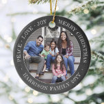2 Foto Peace Liebe Jory Xmas Imitate Chalkboard Keramik Ornament<br><div class="desc">Feiern Sie die Urlaubsfreuden mit einem maßgeschneiderten Imitat-Schachbrett rund um die Keramik. Alle Texte und Bilder auf dieser Vorlage sind einfach zu personalisieren und können auf Vorder- und Rückseite unterschiedlich oder gleich sein. Wenn gewünscht, ändern Sie "Peace Liebe Joy Merry Christmas" zu einem beliebigen Zitat oder Sprichwort. (IMAGE & TEXT...</div>