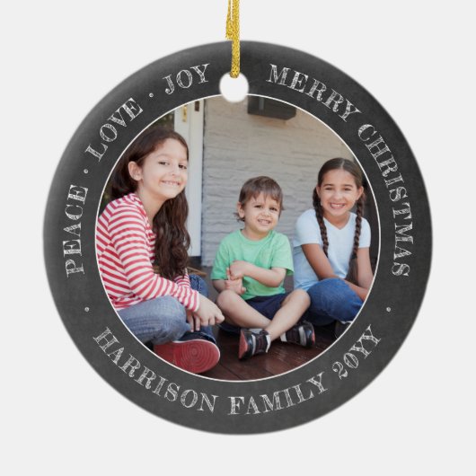 2 Foto Peace Liebe Jory Xmas Imitate Chalkboard Keramik Ornament (Hinten)