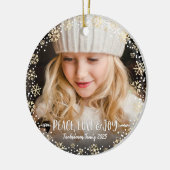 2 Foto Peace Liebe Jos Gold Snowflake Weihnachten Keramik Ornament (Links)