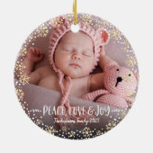 2 Foto Peace Liebe Jos Gold Snowflake Weihnachten Keramik Ornament (Hinten)