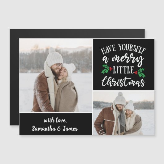 2 Foto Personalisiert Frohe Weihnachten Magnetkart Magnetkarte (Vorne/Hinten)