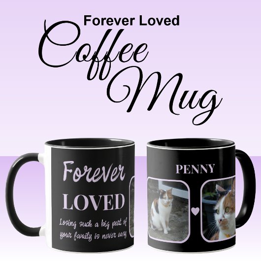 2 Foto Pet Loss Keepake Memorial Schwarz lila Tasse
