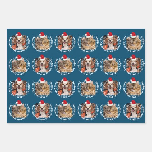 2 Foto Pet Santy Paws Little Helpers Weihnachtsman Geschenkpapier Set (Vorderseite 3)