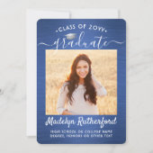 2 Foto Pinsel Blau und Weiß Script Abschluss Ankündigung (Vorderseite)