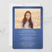 2 Foto Pinsel Blue Gold Script Moderner Abschluss Ankündigung (Rückseite)