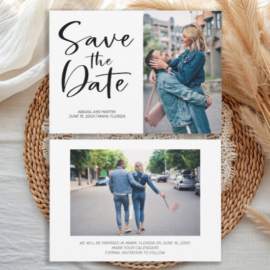 2 Foto Pinselskript Hochzeit speichern Sie das Dat Save The Date