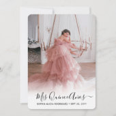 2 Foto Quinceanera Elegant Script 15. Geburtstag Einladung (Vorderseite)