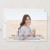 2 Foto Quinceanera Navy Blue Confetti Sparkle Save The Date (Rückseite)