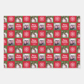 2 Foto - Red Green Frohe Weihnachtsschneeflocken Geschenkpapier Set (Vorderseite 2)