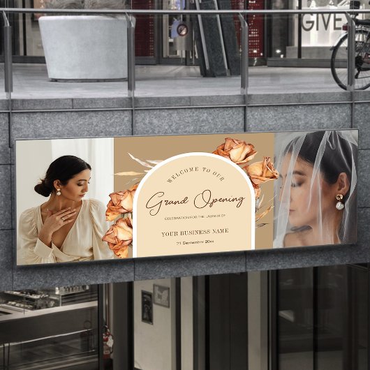 2 Foto Retro Arch Blume Business Grand Opening Banner