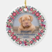 2 Foto Retro Holiday Florale Weihnachtsfeier Keramik Ornament (Hinten)