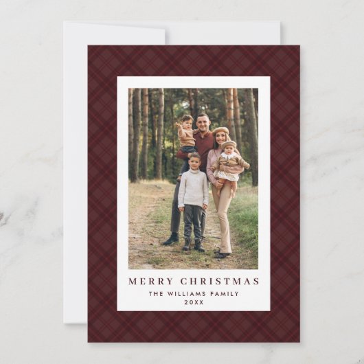 2 Foto Retro Weihnachten Kariert Tartan Gruß (Vorderseite)