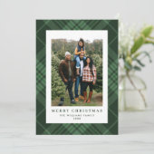 2 Foto Retro Weihnachten Kariert Tartan Gruß (Stehend Vorderseite)