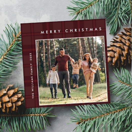 2 Foto Retro Weihnachten Karierte Gruß