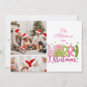 2 Foto Rosa grüner Bow Tree Frohe Weihnachten (Vorderseite)