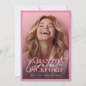 2 Foto Rosa Uni-Abschluß Party Einladung (Vorderseite)