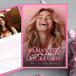 2 Foto Rosa Uni-Abschluß Party Einladung