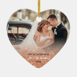 2 Foto Rose Gold Erste Weihnachten Mr. Keramik Ornament