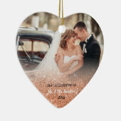 2 Foto Rose Gold Erste Weihnachtsfeier Keramik Ornament (Rechts)