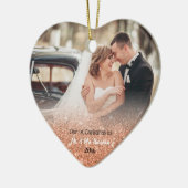 2 Foto Rose Gold Erste Weihnachtsfeier Keramik Ornament (Links)