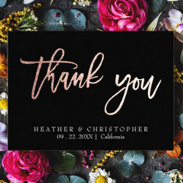 2 Foto Rose Gold Glitzer Hochzeit Dankeschön Karte