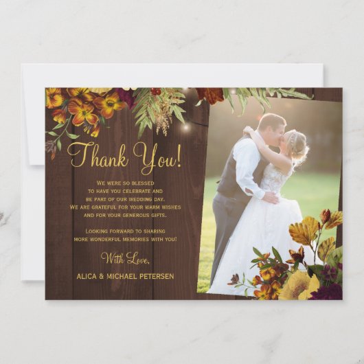 2 Foto Rustikale Herbstweissaison Dankeskarte (Vorderseite)