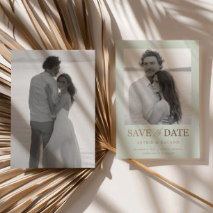 2 Foto Sage Green & Gold Save the Date