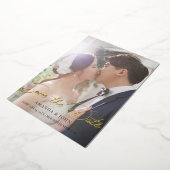 2 Foto Save the Date Hochzeitsreise Gold Folieneinladung (Gedreht)