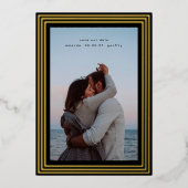 2 Foto Save the Date minimale goldene Rahmen Folieneinladung (Vorderseite)
