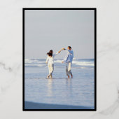 2 Foto Save the Date minimale goldene Rahmen Folieneinladung (Rückseite)