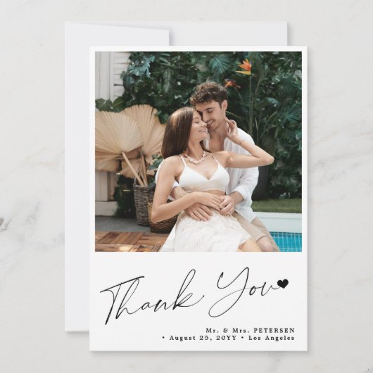 2 Foto schlichte Hochzeit Dankeskarte (Vorderseite)