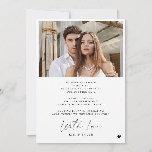 2 Foto schlichte Hochzeit Dankeskarte (Rückseite)