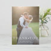 2 Foto Schlichte moderne Typografie Hochzeit Dankeskarte (Stehend Vorderseite)