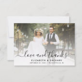 2-Foto-Schwarze Schrift Hochzeit Dankeskarte (Vorderseite)