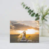 2 Foto Script Letter Wedtered Danke Postkarte (Stehend Vorderseite)