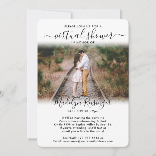 2 Foto Script Virtual Long Distance Brautparty Einladung (Vorderseite)