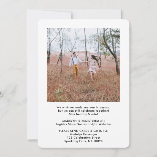 2 Foto Script Virtual Long Distance Brautparty Einladung (Rückseite)