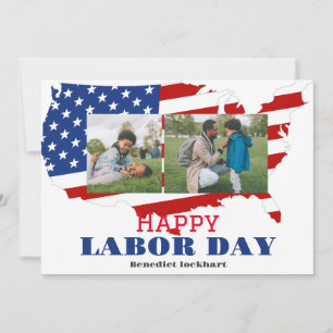 2 Foto Simple Elegant Labour Day mit US-Flagge Dankeskarte