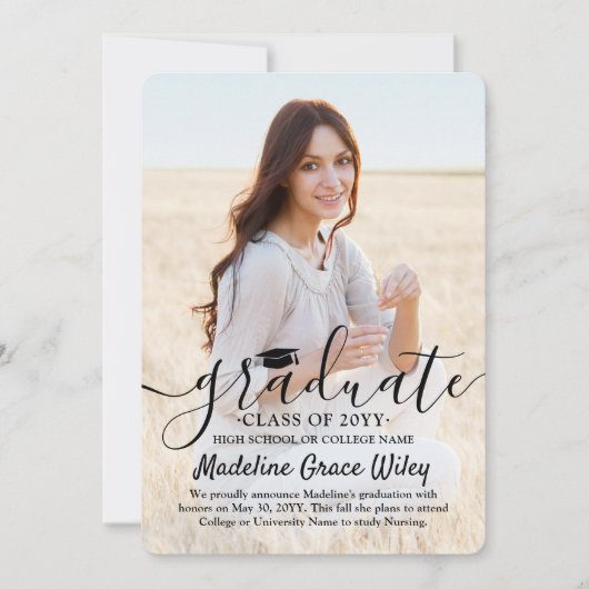 2 Foto Simple Overlay Black Script Abschluss Ankündigung (Vorderseite)